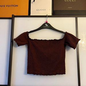 New Look Womens Burgundy Crop-top